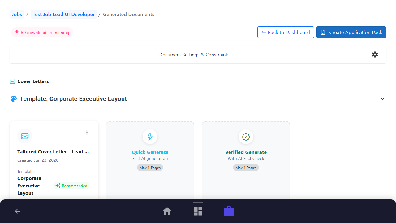 Open Generated Documents Dashboard