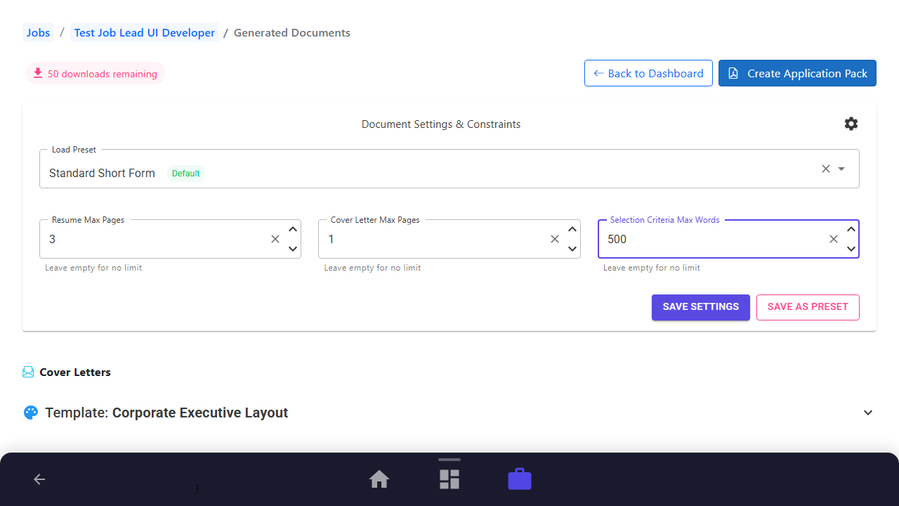 Configure Constraint Limits