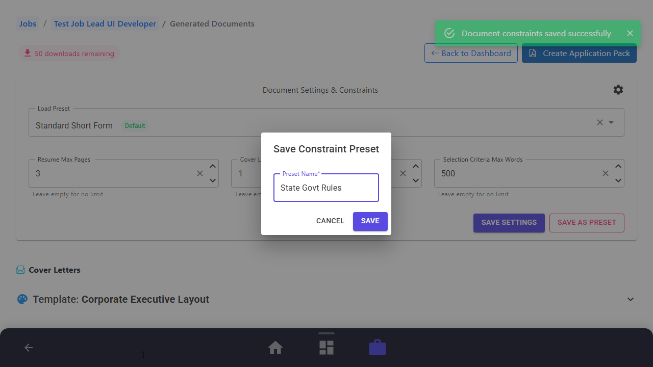 Verify Constraints Applied in Generation
