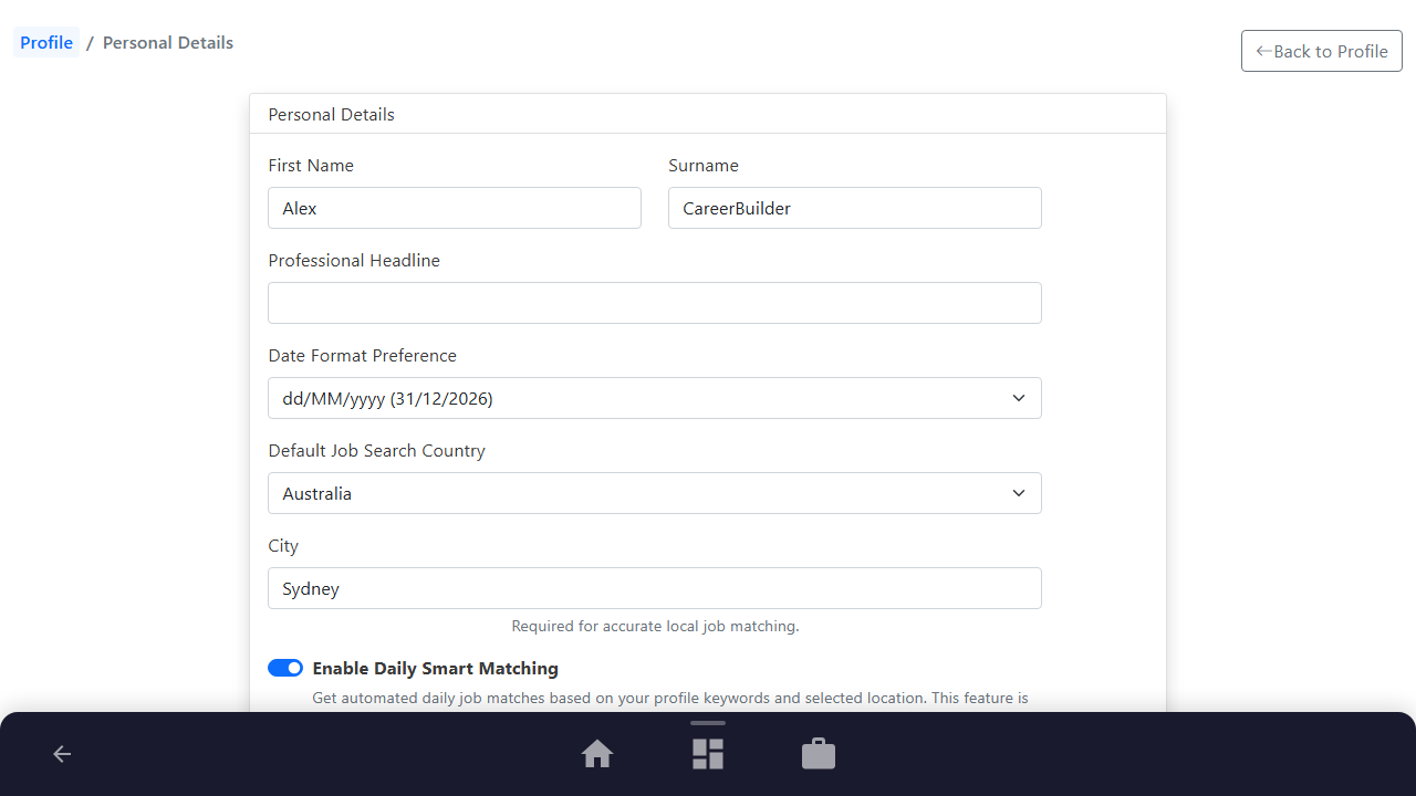 Toggle Daily Smart Matching